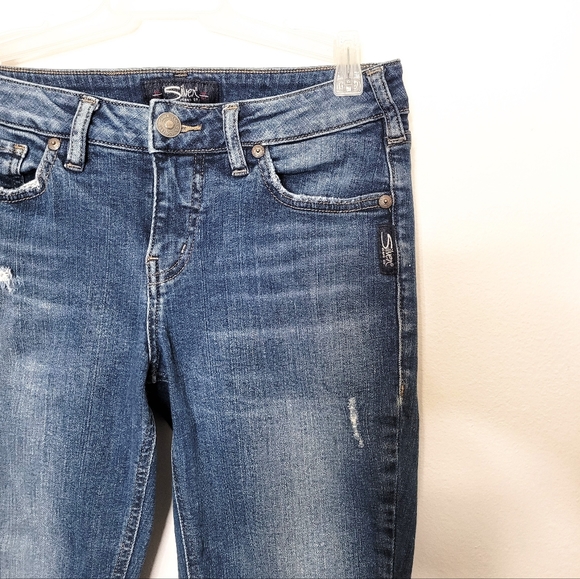 Silver Jeans Aiko Skinny Jeans Womens Size 26 Distressed Raw Hem Cropped Denim - Picture 3 of 12